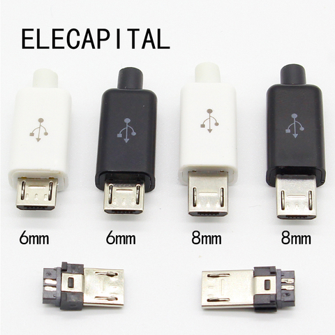 10pcs Micro USB 5PIN Welding Type Male Plug Connectors Charger 5P USB Tail Charging Socket 4 in 1 White Black ► Photo 1/6