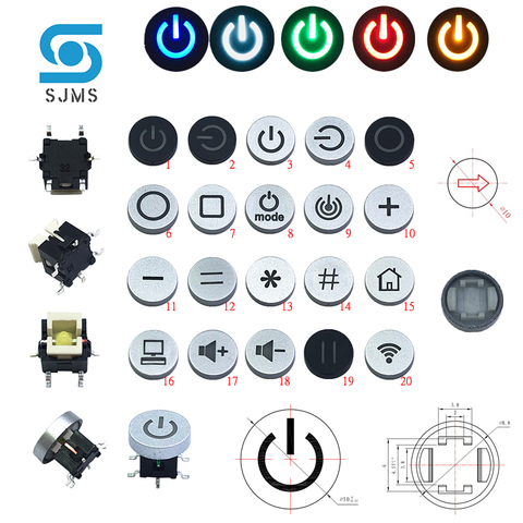 SJMS 2Pcs 6*6*7.2mm 6PIN SMD Through Hole Micro Push Button Tactile Momentary With LED Switch Tact Push Indication  Button 1-171 ► Photo 1/1