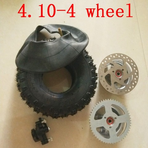 4.10/3.50-4  410/350-4  4.10-4 tires wheels 4 inch hub Rim+4.10-4 tyre inner tube+Brake disc +Sprocket +Brake pump fits ATV Qua ► Photo 1/4