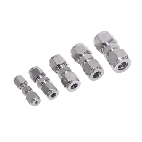 Stainless Steel Pipe and  two ferrule tube fitting 304 SS Pipe straight fitting 1/8'' 3/8'' 1/2'' 4mm 10mm ► Photo 1/6