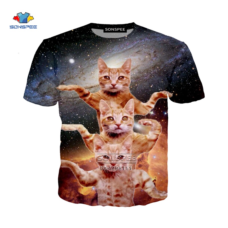 Men Fashion Graphic Cat Print Funny Short Sleeve Big and Tall Classic Fit Casual Summer T Shirts Tops 