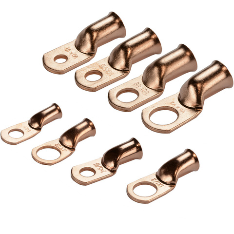 5Pcs 0-8AWG Bare Copper Ring Lugs Battery Crimp Terminals Electrical Wire Cable Connectors M5-M12 Kit Assortment ► Photo 1/6