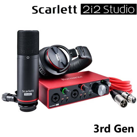 New Focusrite scarlett 2i2 studio 3rd Gen 2i2 audio interface+CM25 MKIII condenser microphone+HP60 MKIII headset headphone ► Photo 1/6