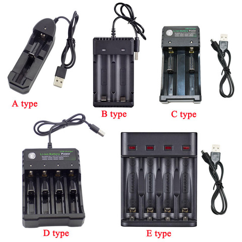 USB Rechargeable Battery charger 18650 14500 AA  AAA 1.2V 3.7V Li-ion Fast 1/2/3 port Slot 18350 Batteries charging ► Photo 1/6