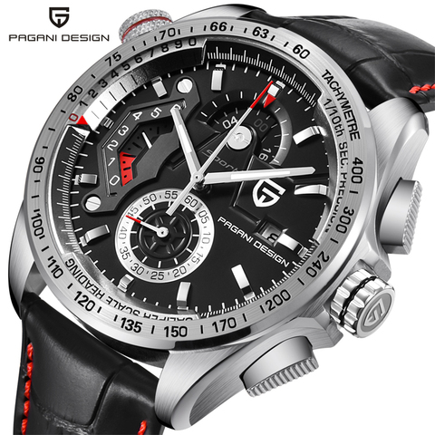 PAGANI Design CX2492 Mens Chronograph Sport Leather Watches Stainless Steel Luxury Brand Quartz Watch Dive 50M relogio masculino ► Photo 1/6