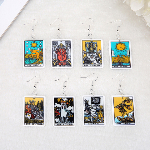 1Pair Drop Earring Small Size Tarot Deck Card  Sun Moon Star And The Lovers Divination Card Fashion Jewelry Gift ► Photo 1/6