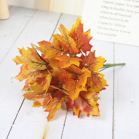 7 Forks Artificial Maple Leaves Branches Autumn Leaves Outdoor Greenery Shrubs Plants ► Photo 1/2