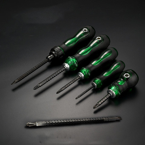 Multifunction ratchet screwdriver Slotted Phillips Double Head Dismountable magnetic Chrome-vanadium alloy steel hand tool ► Photo 1/6