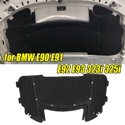 51487059260 Black Car Hood Engine Sound Insulation Pad Cotton 126.5 x 64.5cm for BMW E90 E91 E92 E93 323i 325i  with Rivet Core ► Photo 1/6
