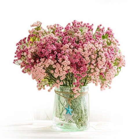 135 Heads / Lot Pu Starry Artificial Flower Bouquet For Home Wedding Decoration Plastic Fake Flower Vase Flower Arrangement ► Photo 1/6