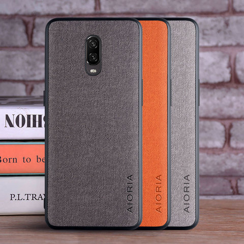 Case for Oneplus 6T 6 coque Luxury textile Leather skin soft TPU hard PC phone cover for Oneplus 6T case funda ► Photo 1/6