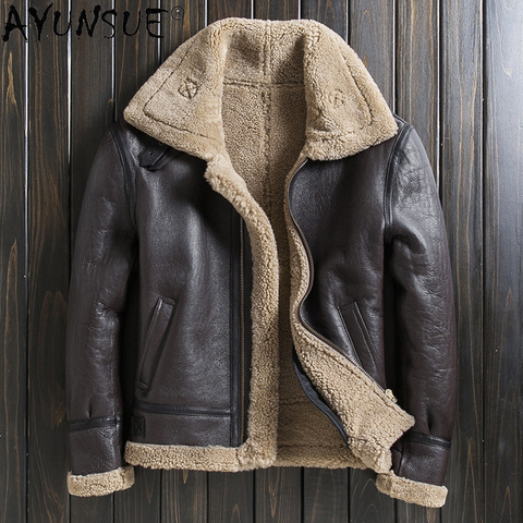 AYUNSUE Winter Jacket Men Parka Genuine Sheepskin Leather Jackets Real Sheep Shearling Coat Thick Clothes Veste Homme LXR1071 ► Photo 1/6