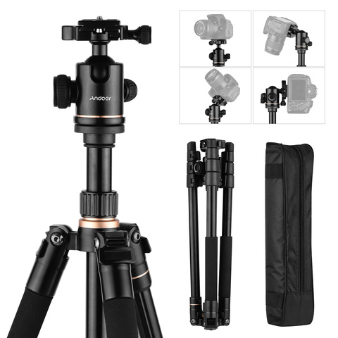 Andoer 164cm/64.57in Photography Tripod Monopod Stand Aluminium Alloy 360° Rotatable Ball Head 8kg Load Capacity with Carry Bag ► Photo 1/6