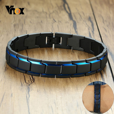 Vnox 12mm Men's Bracelets Stainless Steel Link Chain Stylish Casual Gents Wristband Chunky Punk Gothic Male Jewelry ► Photo 1/6