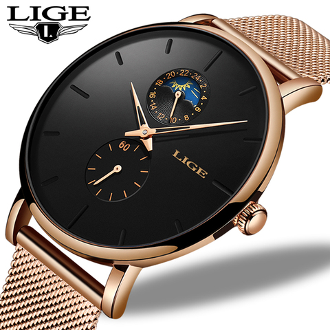 LIGE Top Brand Luxury Watch For Womens Fashion Ladies Casual Watches Steel Waterproof Quartz Wrist Watch Gift Clock montre femme ► Photo 1/6