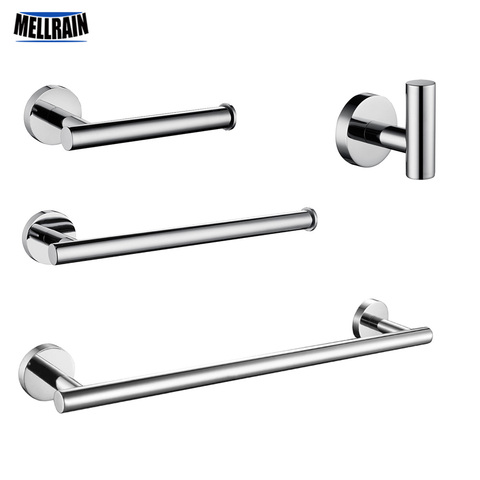 Shining Mirror Bathroom Hardware Set Round Towel Bar Toilet Paper Holder Towel Ring Robe Hook Stainless Steel DIY ► Photo 1/6