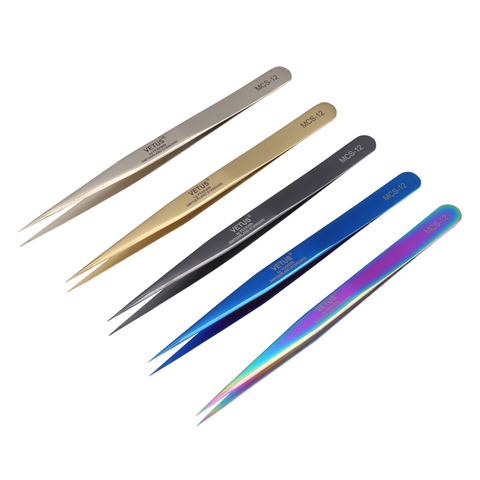 Original Vetus MCS-12 Precision Tweezers Stainless Steel Antimagnetic Anti-Acid Straight Tip Forceps for SMD Phone Repair Tool ► Photo 1/6