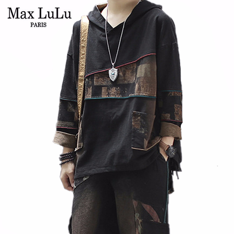 Max LuLu 2022 Korean Fashion New Autumn Printed Outfit Ladies Vintage Two Piece Sets Women Hooded Tops And Harem Pants Plus Size ► Photo 1/6