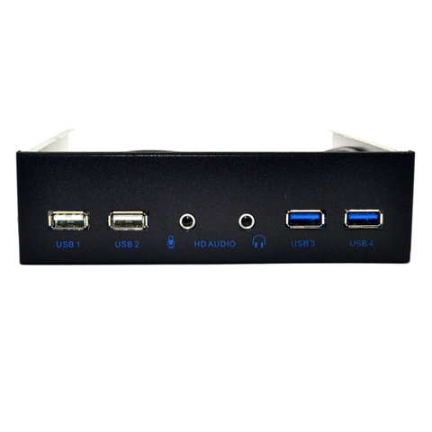 5.25 Inch Desktop Pc Case Internal Front Panel Usb Hub 2 Ports Usb 3.0 And 2 Ports Usb 2.0 With Hd o Port 20 Pin Connector ► Photo 1/6