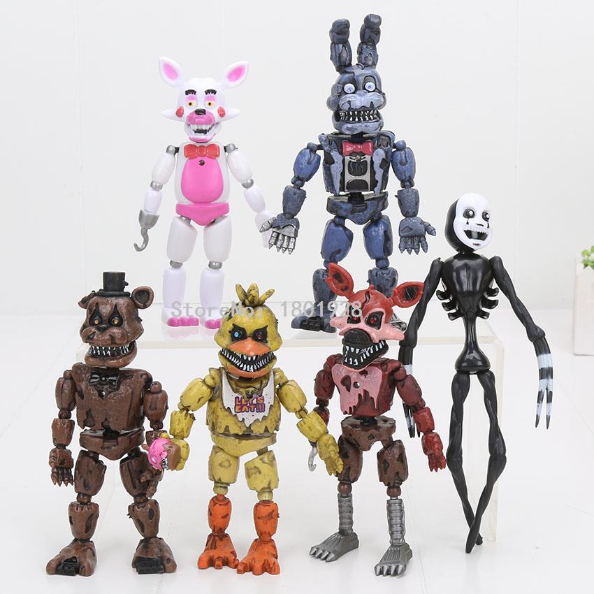6pcs/set Figure Fnaf Nightmare Bonnie Foxy Freddy Fazbear Killer Puppet  Doll Pvc Action Toy Figures - Action Figures - AliExpress