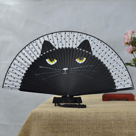Cat Chinese Cartoon Silk Fashionable Japan style Hand Fans Popular Lovely Kitty High Quality Handheld Folding Women Girls Fans ► Photo 1/6