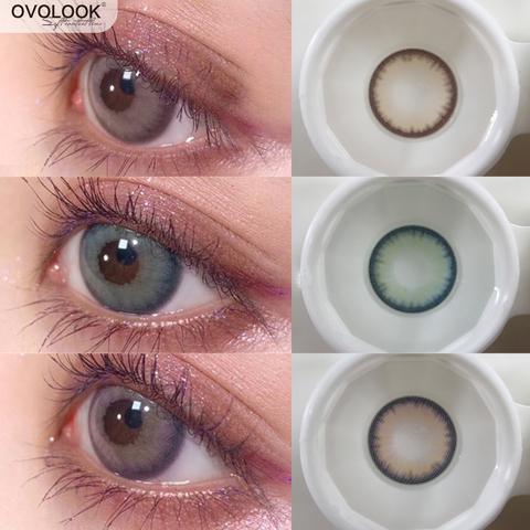 OVOLOOK-2pcs/pair Natural Lenses 3 Tone Monica Series Contact Lenses Colored Lenses for Eyes Eye Contacts Yearly Use(DIA:14.5mm) ► Photo 1/6