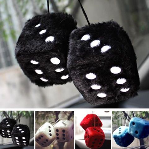 Auto Car Pendant Colorful Plush Dice Craps Automobiles Rear View Mirror Charms Hanging Suspension Ornaments Decoration ► Photo 1/6