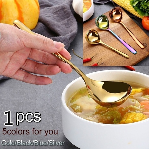 1 Pcs 304 Stainless Steel Spoon Family Soup Spoon Stainless Steel Kitchen Cooking Spoon ► Photo 1/6