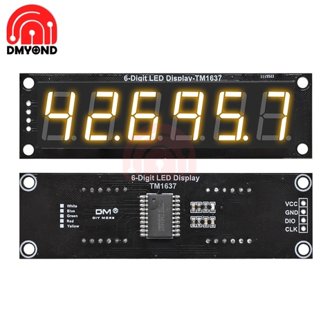 0.56 inch TM1637 6-bit 6 Digit  Seven-segment 7 Segment 5V Digital Tube Module Board Yellow Display For Arduino TM1637.h Decimal ► Photo 1/6