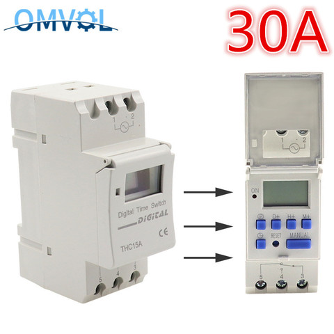 THC15A  220V 30A Din rail timer relay time switches weekly programmble electronic TIME SWITCH bell ring device ► Photo 1/6