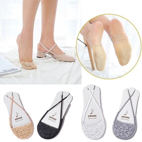 1Pair New Fashion Summer Women Lady Sexy Half Feet Antiskid Invisible Liner No Show Low Cut Sling Short Lace Sock Black White ► Photo 1/6