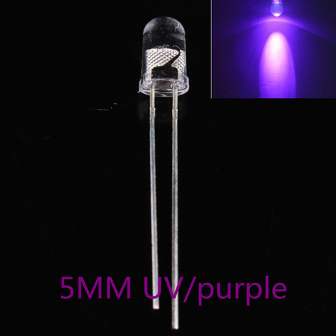 100PCS Super Bright 5mm Round UV/ Purple Led Emitting Diode F5 LED light for DIY lights ► Photo 1/1