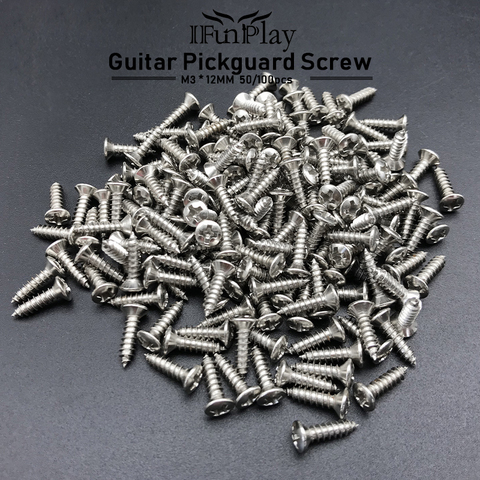50/100pcs 3*12mm Bass Guitar Pickguard Screws Cavity Cover Jack Cover Plate Screw for ST TL Electric Guitar Accessories ► Photo 1/6