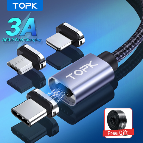 TOPK Magnetic USB Cable Fast Charging Micro Type C Cable Magnet Charger Data Charging Wire Mobile Phone Cable Cord for iPhone 12 ► Photo 1/6