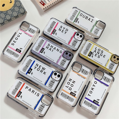 Buy Online New York Los Angeles Paris Tokyo City Label Bar Code Case For Iphone X Xs Max 11 Pro 12 7 8 Plus Luxury Travel Air Ticket Cover Alitools