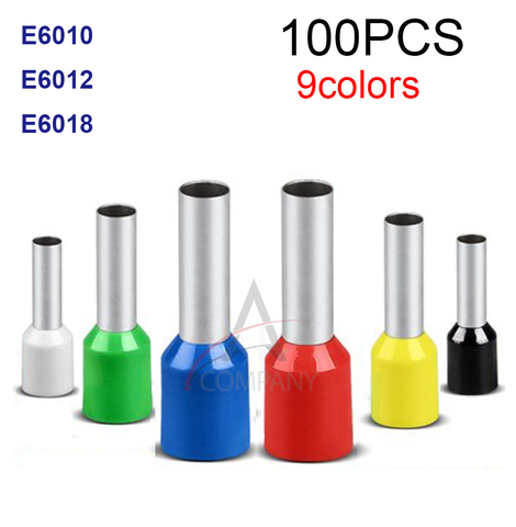 100pcs E6010  E6012  E6018 6.0mm2 INSULATED BOOTLACE FERRULE TERMINALS Connector Cord Pin End Crimp Terminal ► Photo 1/6