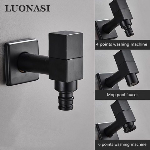 Faucets Black Brass Outdoor Garden Faucet Wall Mounted Bathroom Corner Washing Machine Faucet Bath Toilet Mop Pool Taps ► Photo 1/5