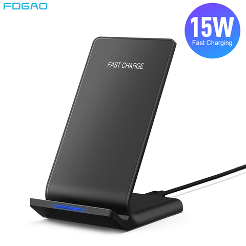 15W Qi Wireless Charger Stand For iPhone SE 2022 X XS MAX XR 11 Pro 8 Samsung S20 S10 S9 Type C USB Fast Charging Dock Station ► Photo 1/6