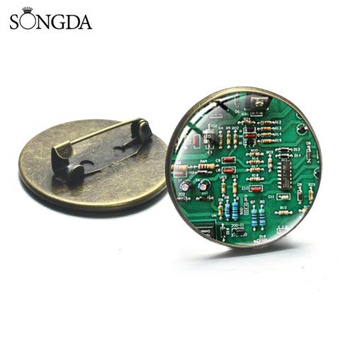 Novelty Computer Circuit Board Brooches Complex Computer Electronic Circuit Art Pattern Lapel Pins Badge Geek Accessories ► Photo 1/6