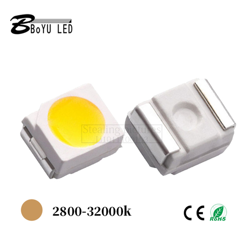 100pcs super bright 3528 smd led lamp beads light-emitting diode 3528 warm white 2800-3200K 3.0-3.2V 20mA 6-7LM ► Photo 1/6