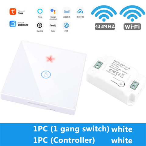 GERMA Tuya Smart Life APP WiFi TOUCH Switch Light RF 433Mhz Wall DIY Relay Timer Module Google Home Amazon Alexa 110V 220V 10A ► Photo 1/6