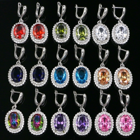 Fashion Milticolor Cubic Zirconia Stone Silver 925 Earrings For Women Party Hanging Dangle Earrings Drop Earing modern Jewelry ► Photo 1/6