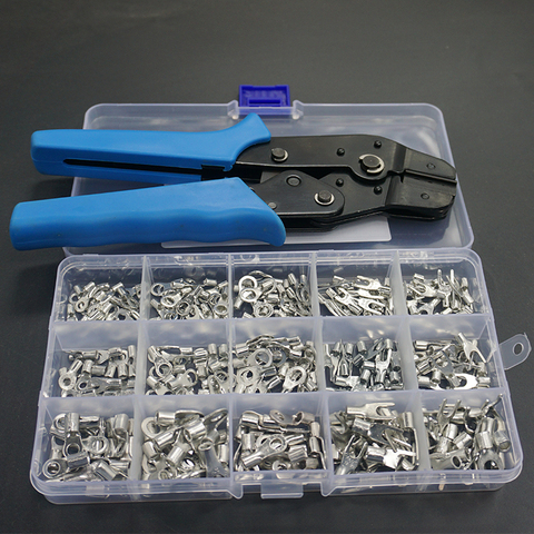 720/320/300Pcs Non-Insulated Ring Fork U-type Terminals Assortment Kit Cable Wire Connector Crimp Spade terminator with plier ► Photo 1/6