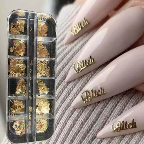 12 Grids Nail Art Glitter Sequins Metallic Gold Nail Sequins Flakes Acrylic  Designs Manicure Decoration - Price history & Review, AliExpress Seller - Pink  Nail Supplies Store