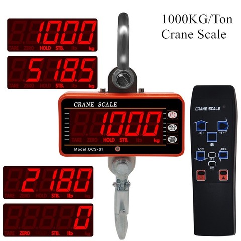 Crane Scale 1000KG 1Ton 2000lb OCS-S1 Digital balance LCD High Accurate Industrial Heavy Duty Hanging Hook Hanging Scales 40%off ► Photo 1/6