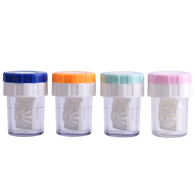 New Contact Lens Cleaner Case Box Manual Rotation Type Plastic Container Storage Holder For Travel Eyes Travel Kit ► Photo 1/6