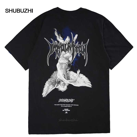 UNSETTLE Harajuku T-shirts Summer Men/Women Hip Hop Funny Print Fallen Angel Tshirt Streetwear t shirts Short Sleeve Tops ► Photo 1/5