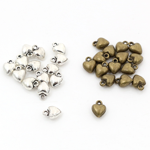 9x7mm 30pcs Antique Silver Plated Bronze Plated Heart Handmade Charms Pendant:DIY for bracelet necklace- ► Photo 1/4