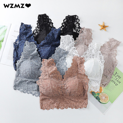 Breathable Female Vest Sexy Lace Bra Beauty Back Women Wire Free Push Up Bralette Underwear Seamless Wireless Gather Brassiere ► Photo 1/6