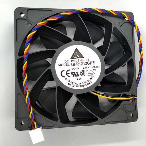 Original DELTA QFR1212GHE 12V  2.7A 12cm 12038  120*120*38mm   4-wire PWM Speed Control for Bitcoin Miner cooling fan ► Photo 1/3